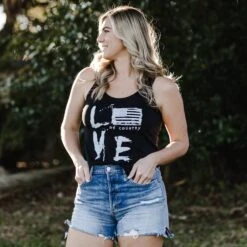 Women's Love Of Country Flowy Tank - Black -Grunt Style Sales BlankPoster 2000X2000 1LOVE