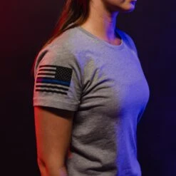 Women's Blue Line Flag T-Shirt - Dark Heather Gray -Grunt Style Sales BlankPoster 2000X2000 2BlueLineFlag min