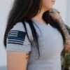 Women's Blue Line Flag T-Shirt - Dark Heather Gray -Grunt Style Sales BlankPoster 2000X2000 6BlueLineFlag min