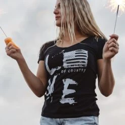 Women's Love Of Country V-Neck - Black