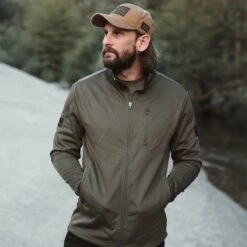 Men's Waffle Top Full-Zip Jacket - Military Green -Grunt Style Sales BlankPoster 2000x2000 1 GS5670WaffleTopFull ZipJacket MilGreen