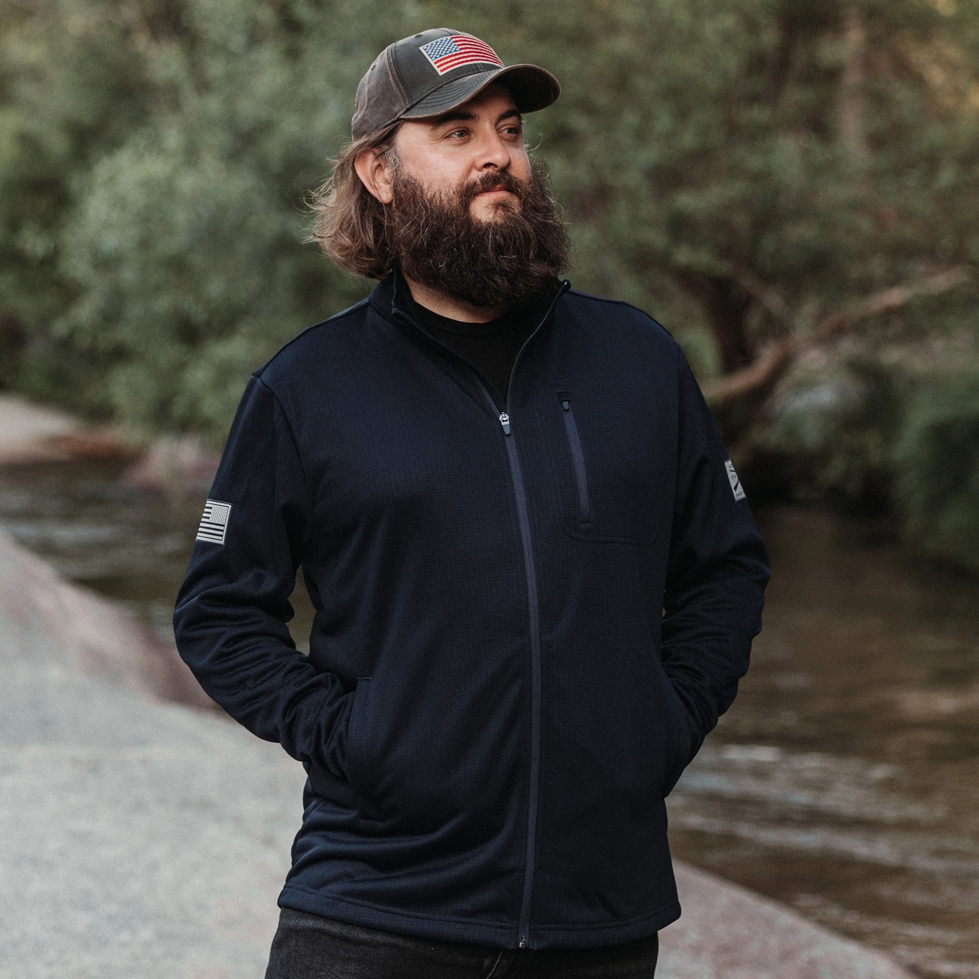 Men's Waffle Top Full-Zip Jacket - Navy 3 Men's Waffle Top Full-Zip Jacket - Navy