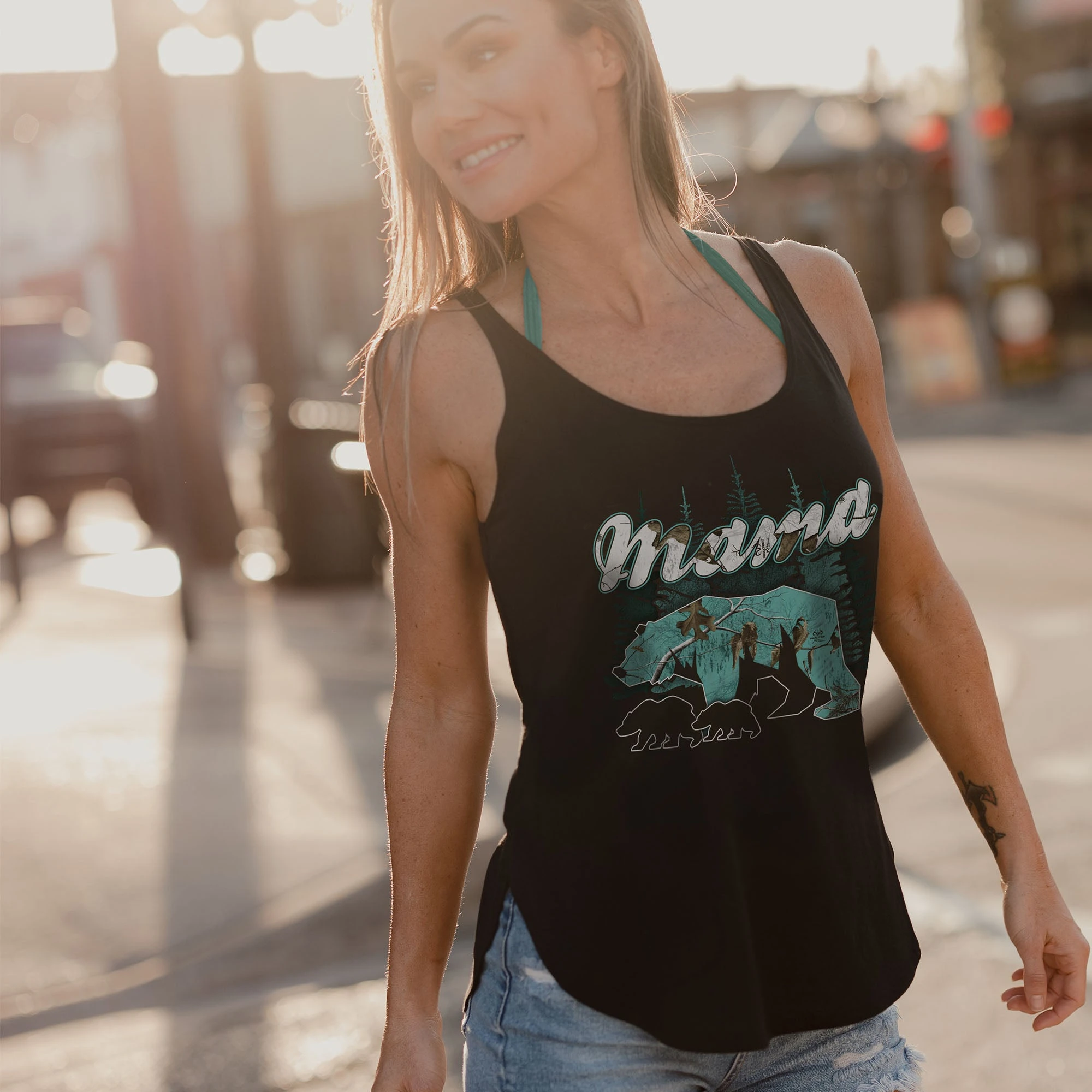 Women's Realtree Xtra® Sea Glass Mama Bear Tank - Black 5 Women's Realtree Xtra® Sea Glass Mama Bear Tank - Black - Image 3