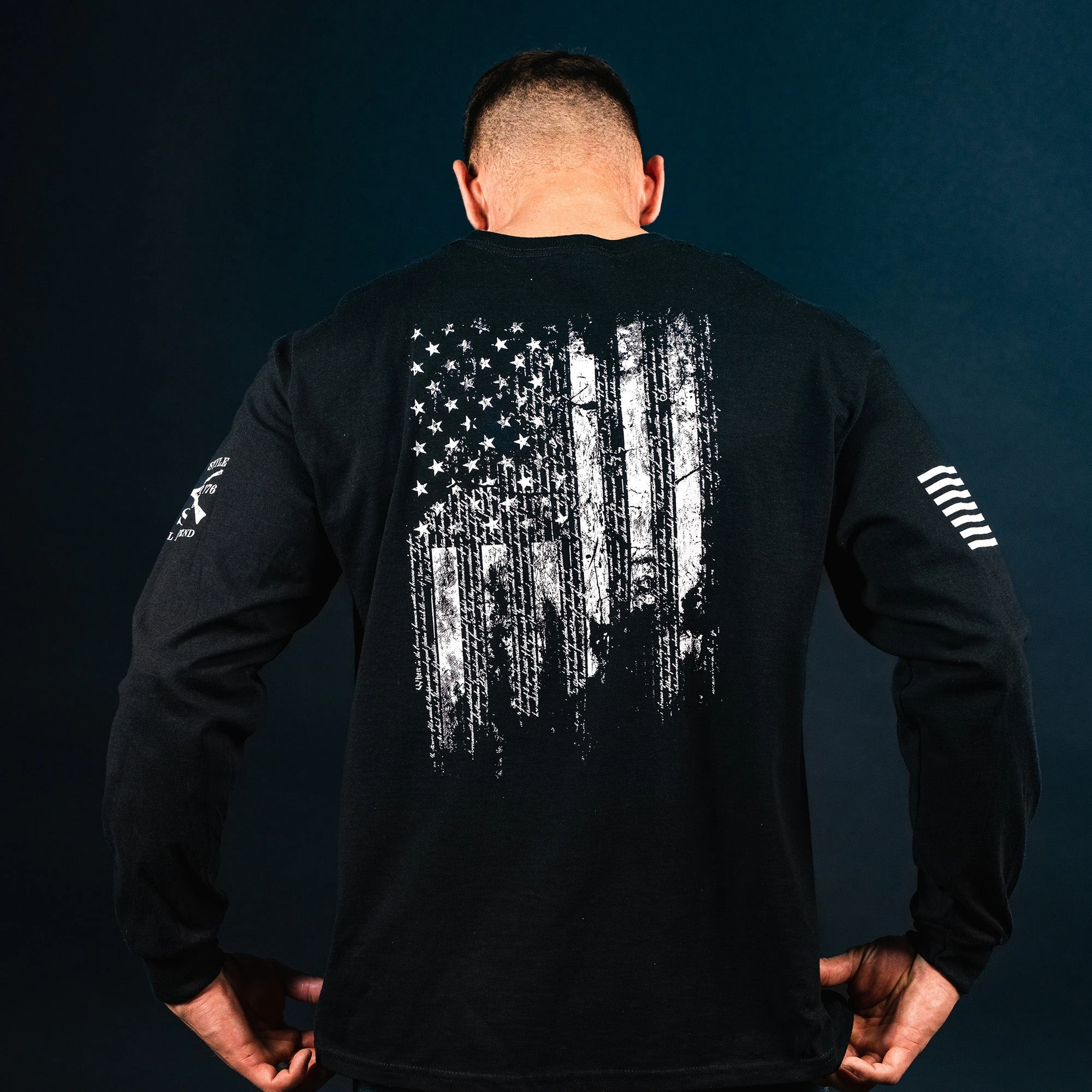 1776 Flag Long Sleeve - Black 6 1776 Flag Long Sleeve - Black - Image 5