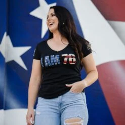 Women's I AM 76 V-Neck - Black -Grunt Style Sales BlankPoster 2000x2000 GS5485 IAM76 MidnightNavy 2 1