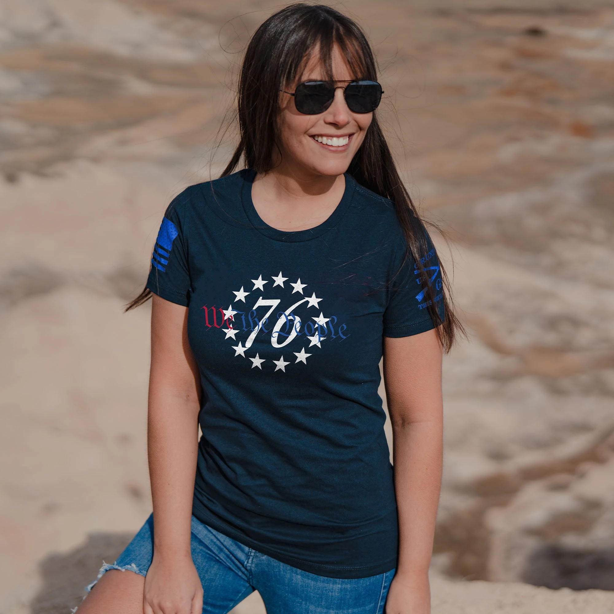 Women's 76 We The People Relaxed Fit T-Shirt - Navy 3 Women's 76 We The People Relaxed Fit T-Shirt - Navy