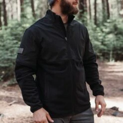 Men's Ripstop Hybrid Fleece Full-Zip Jacket - Black -Grunt Style Sales BlankPoster 2000x2000 GS5675RipstopHybridFleeceFullZipJacket Black 1