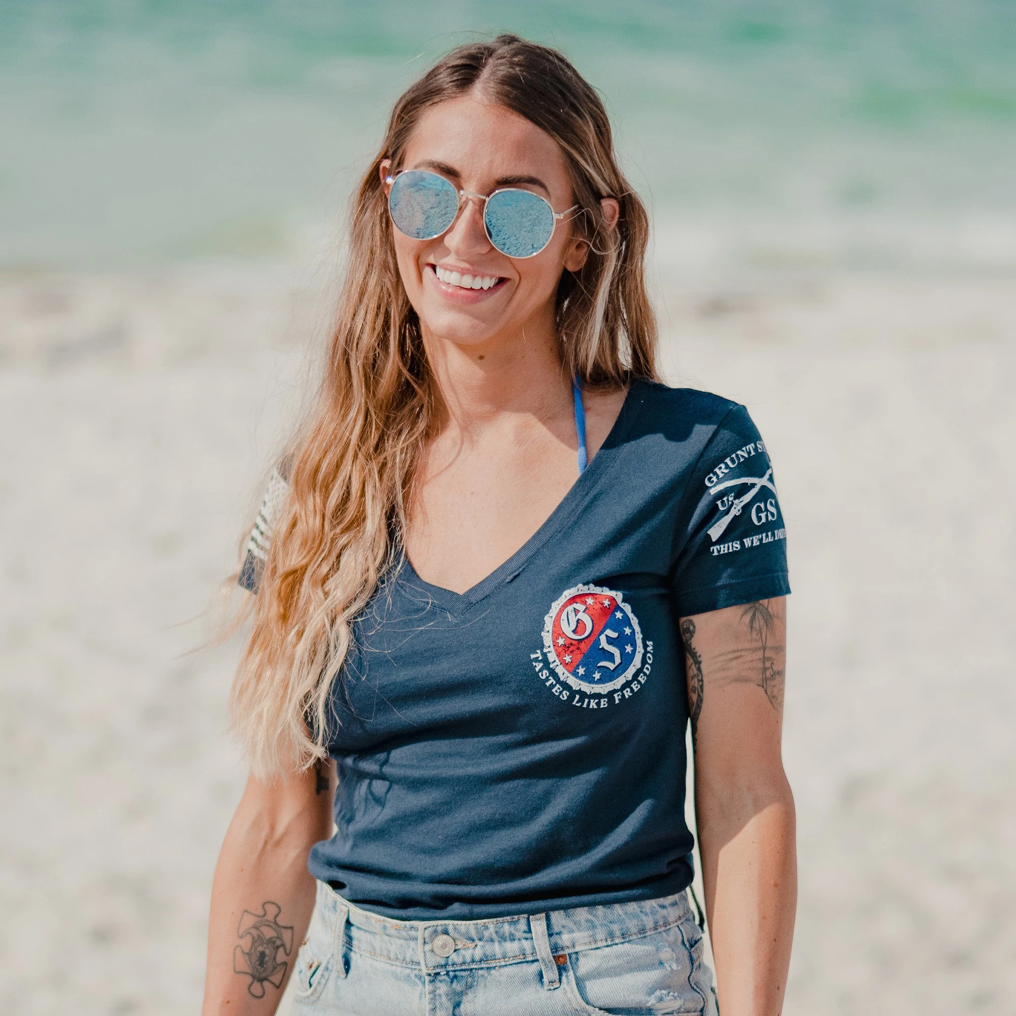 Women's Kick Ass Brewing V-Neck - Midnight Navy 4 Women's Kick Ass Brewing V-Neck - Midnight Navy - Image 2