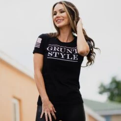 Women's Grunt Style Stacked Logo Ombre T-Shirt - Black -Grunt Style Sales BlankPoster 2000x2000 GS5424Women sGruntStyleStackedLogoOmbre Black