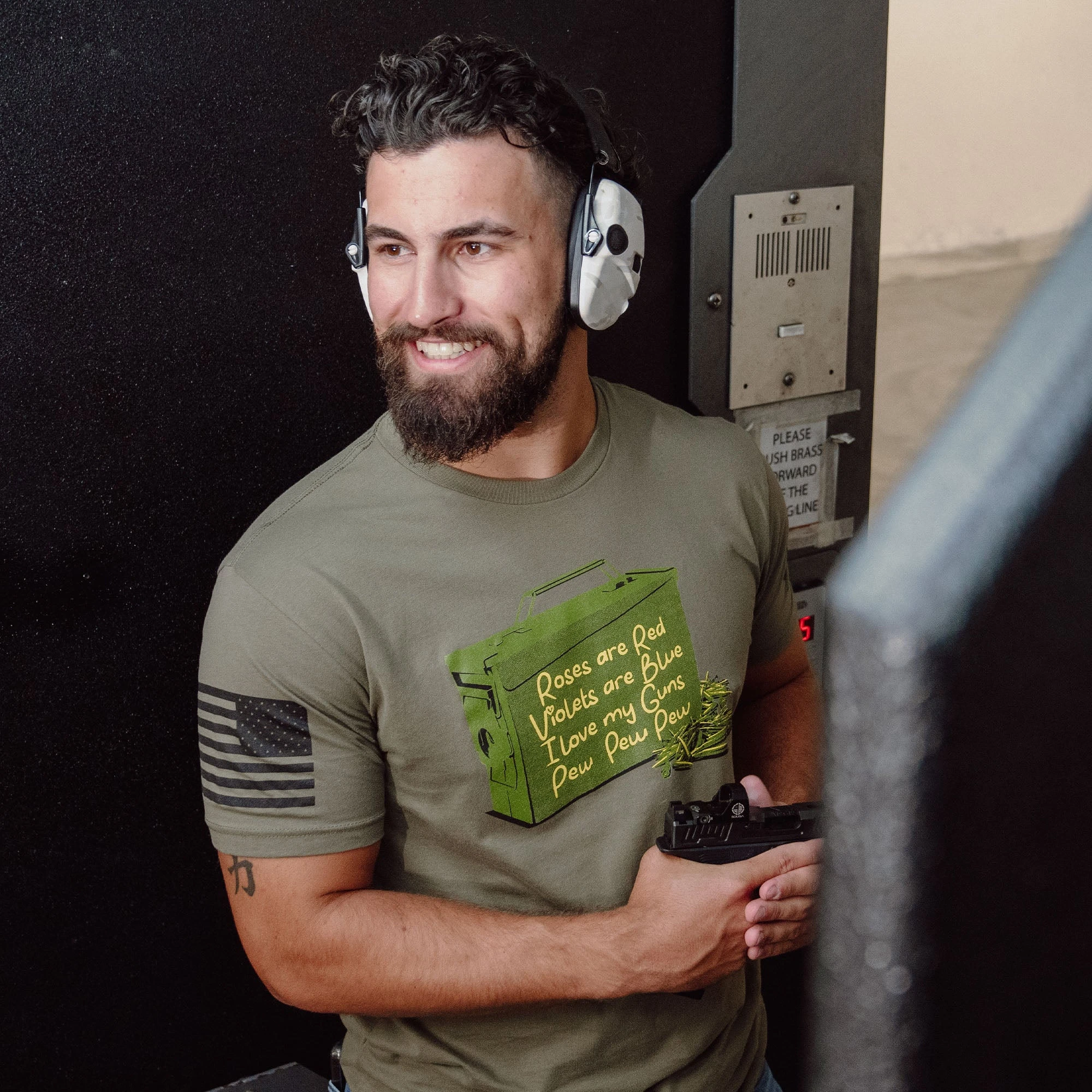 Love Guns Poem T-Shirt - Military Green 4 Love Guns Poem T-Shirt - Military Green - Image 2