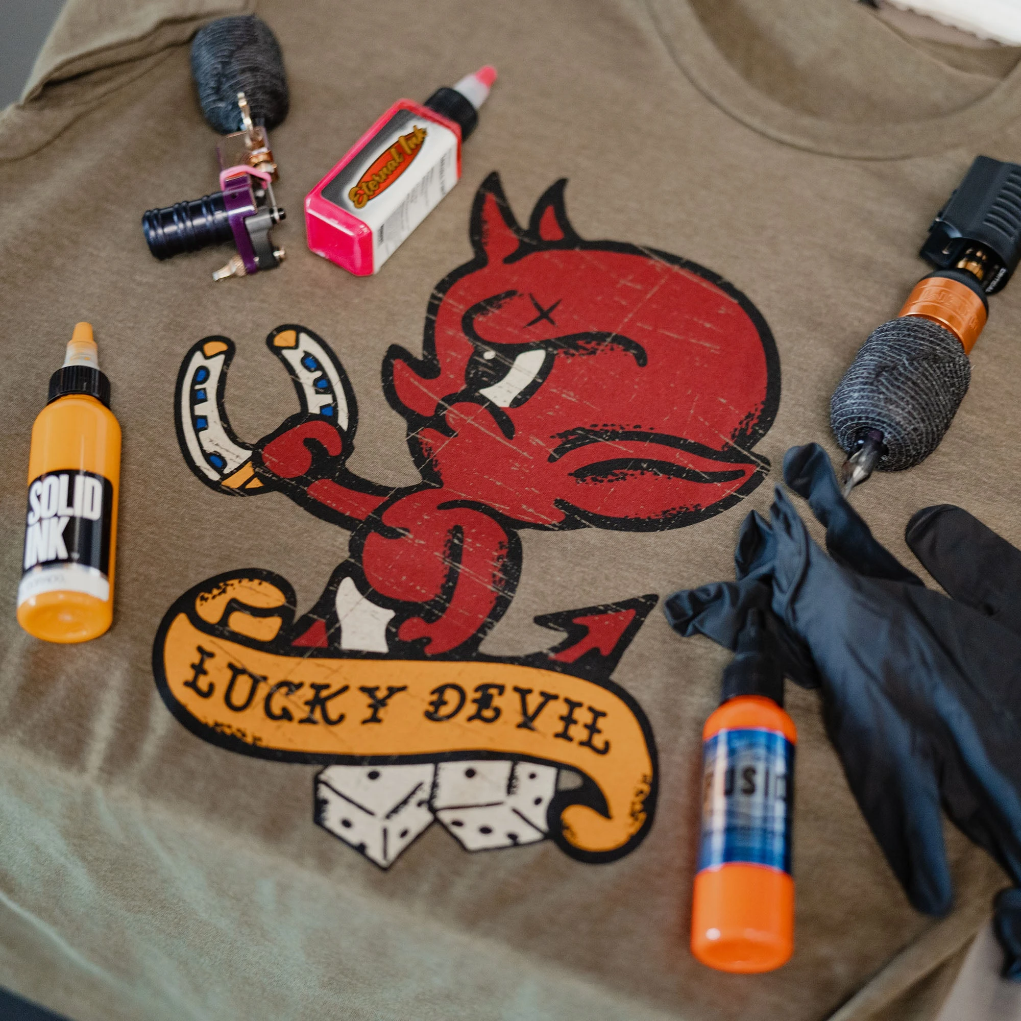 Lucky Devil T-Shirt - Military Green 6 Lucky Devil T-Shirt - Military Green - Image 4