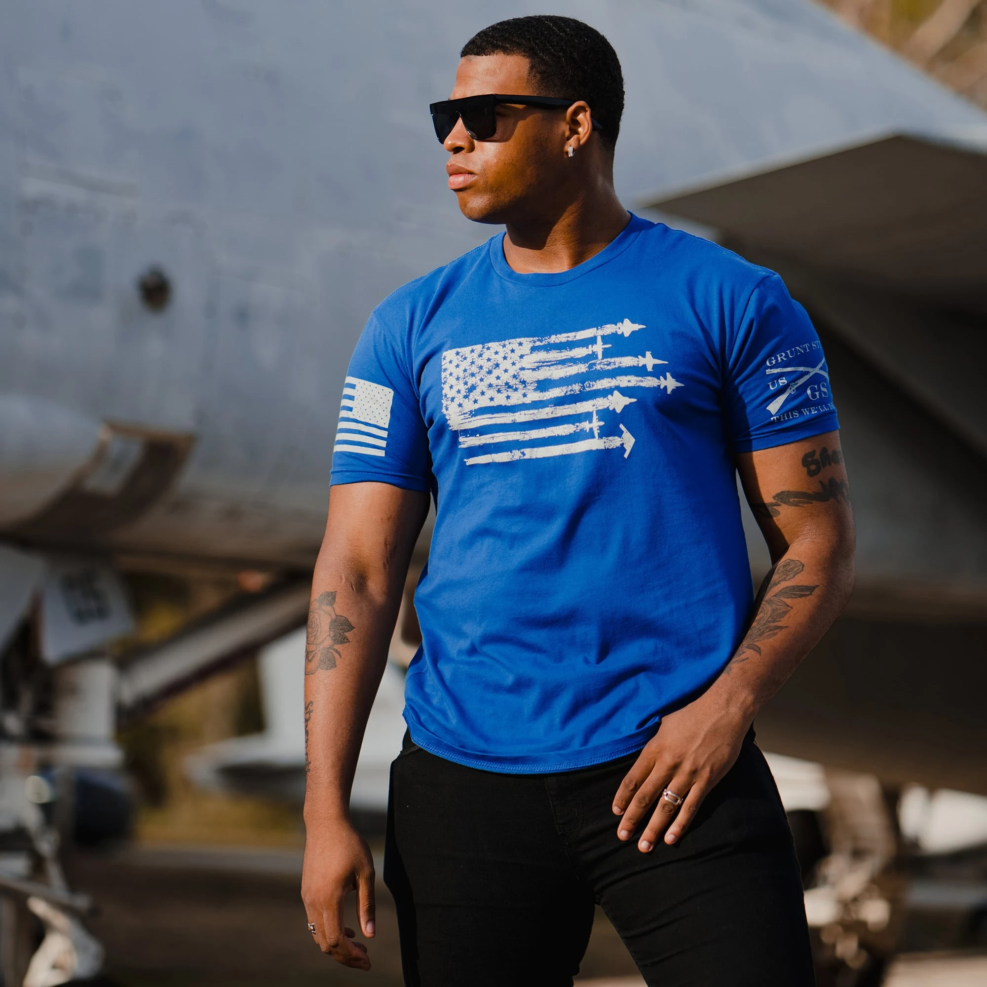 By Air Flag T-Shirt - Blue 4 By Air Flag T-Shirt - Blue - Image 2