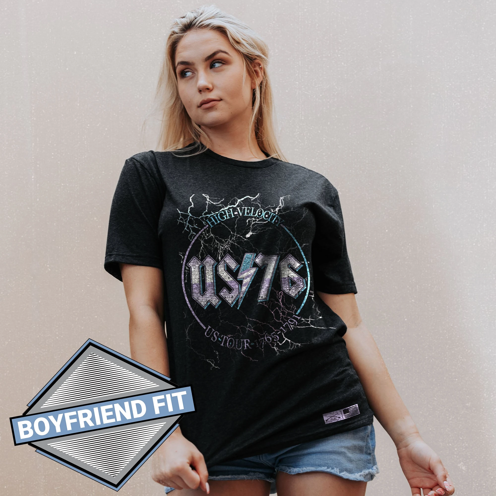Women's US76 Boyfriend Fit T-Shirt - Vintage Black 4 Women's US76 Boyfriend Fit T-Shirt - Vintage Black - Image 2