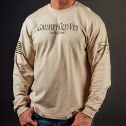 Grumpy Old Vet Long Sleeve - Sand -Grunt Style Sales BlankPoster 2000x2000 copyGS5837 GrumpyOldVetLS Sand