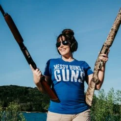 Women's Messy Buns And Guns T-Shirt - Royal 11 Women's Messy Buns And Guns T-Shirt - Royal -Grunt Style Sales GS2855 MessyBunsandGuns 1 1