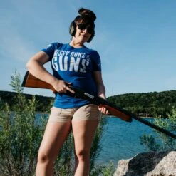 Women's Messy Buns And Guns T-Shirt - Royal 13 Women's Messy Buns And Guns T-Shirt - Royal -Grunt Style Sales GS2855 MessyBunsandGuns 2 1