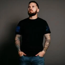 Blue Shield T-Shirt - Black 7 Blue Shield T-Shirt - Black -Grunt Style Sales GS3073 Blue Shield