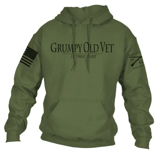 Grumpy Old Vet Hoodie - Military Green 1 Grumpy Old Vet Hoodie - Military Green -Grunt Style Sales GS4803 Grumpy Old Vet Hoodie STANDARD WEB READY 2021FRONT