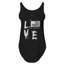 Women's Love Of Country Flowy Tank - Black -Grunt Style Sales GS4850 Love of Country Women s Black Flowy Tank front WEB READY