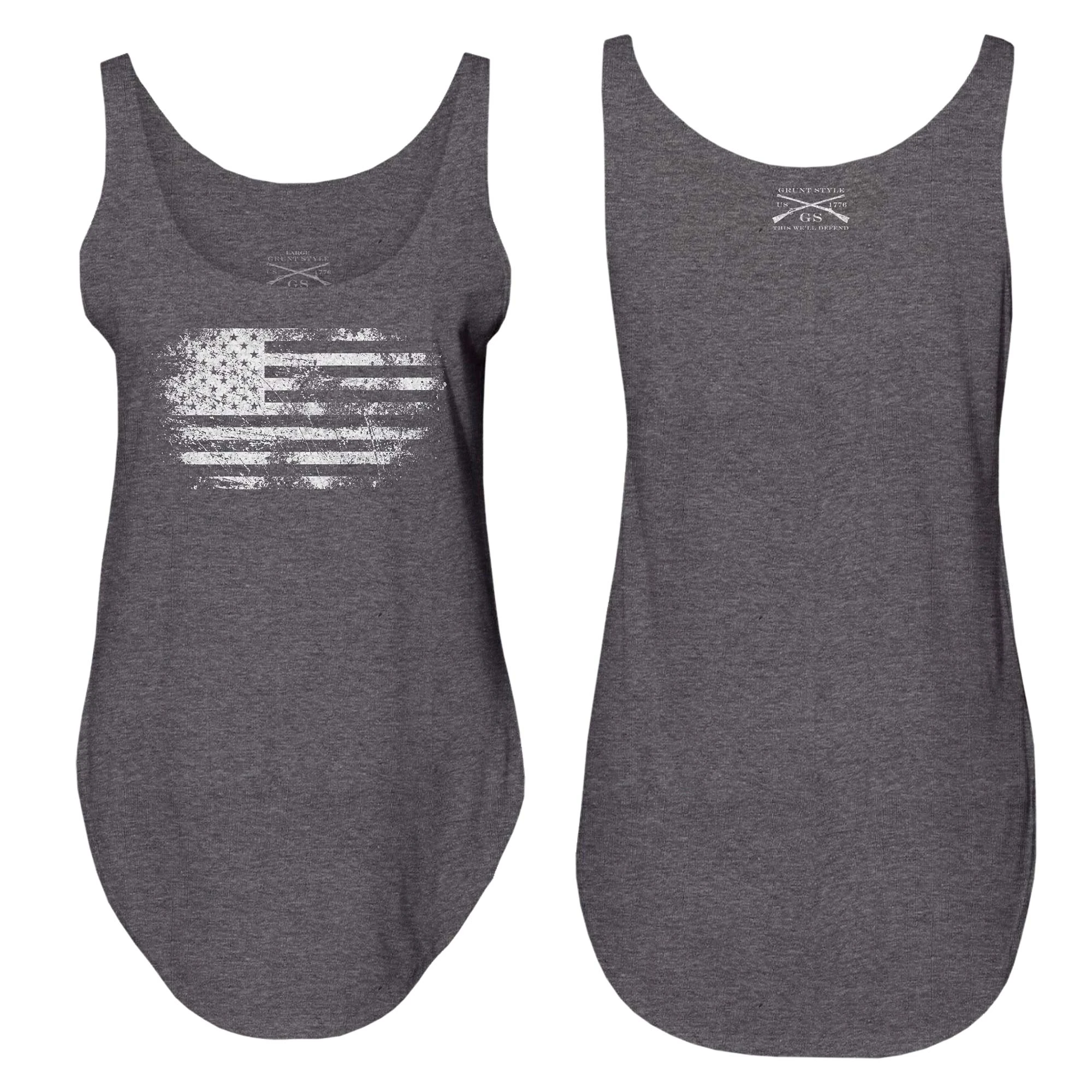 Women's Vintage American Flowy Tank - Charcoal 7 Women's Vintage American Flowy Tank - Charcoal - Image 5