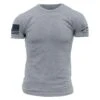 Blue Line Flag Basic T-Shirt - Heather Gray -Grunt Style Sales GS4894 BlueLineFlag DarkHeatherGray STANDARD WEB READY front min