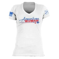 Women's American Woman V-Neck - White -Grunt Style Sales GS4935 American Woman V Neck White STANDARD WEB READY 2021FRONT min