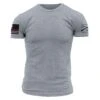 Red Line Flag T-Shirt - Dark Heather Grey -Grunt Style Sales GS5057 RedLineFlag DarkHeatherGrey STANDARD WEB READY front
