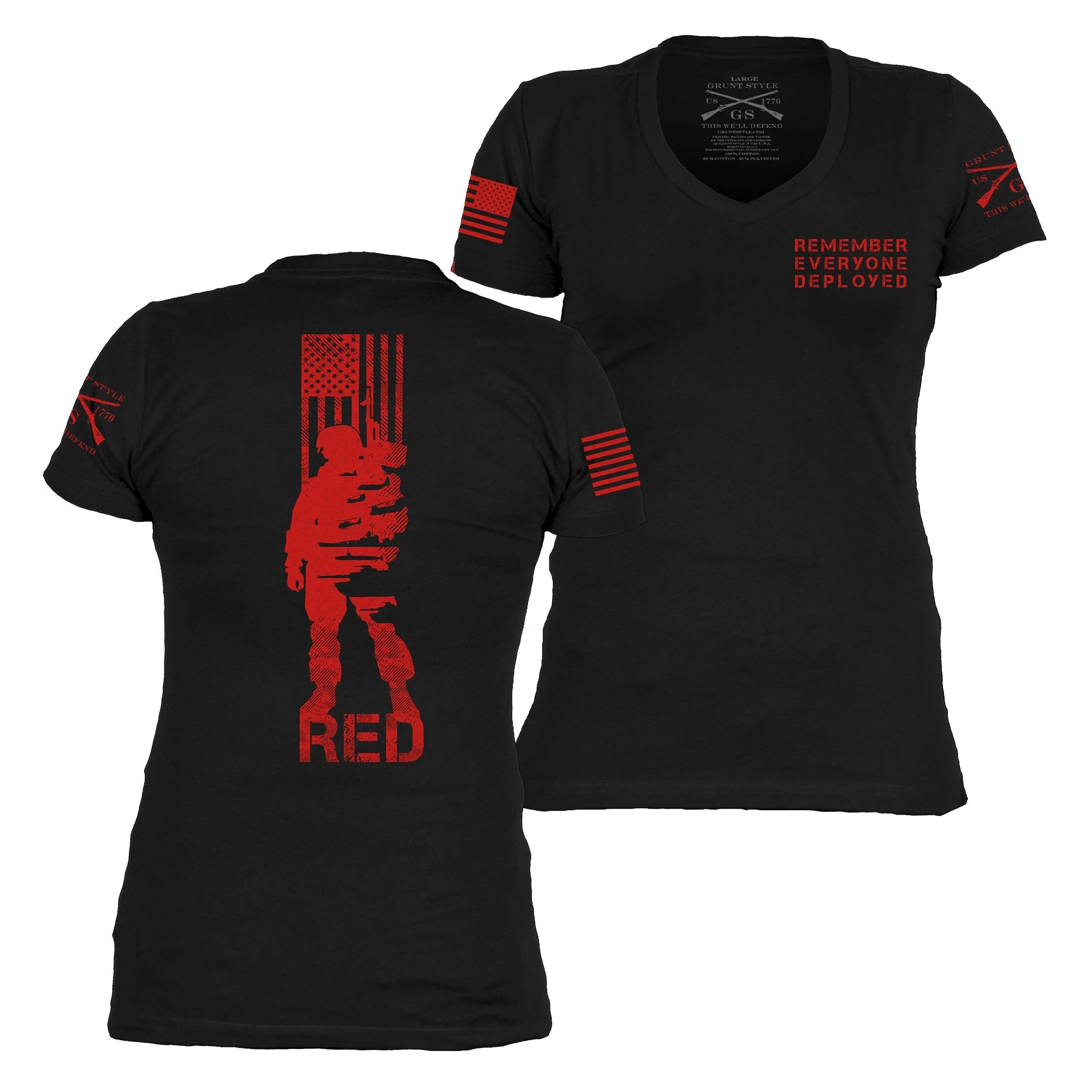 Women's R.E.D. All Forces V-Neck - Black 4 Women's R.E.D. All Forces V-Neck - Black - Image 2