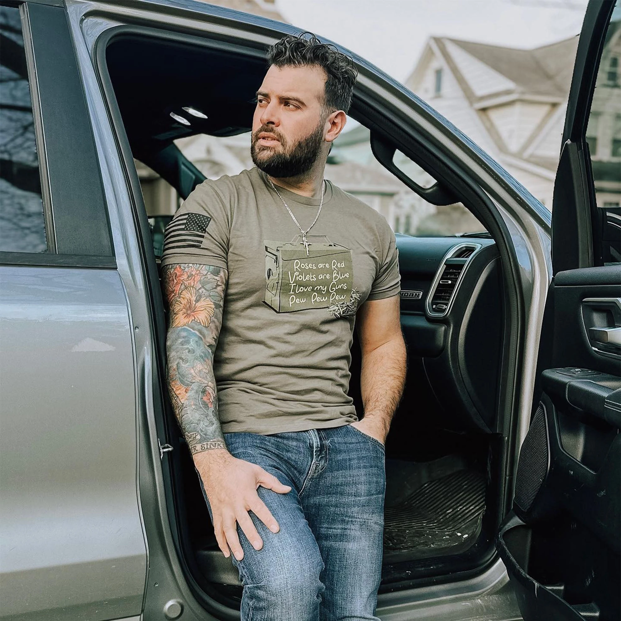 Love Guns Poem T-Shirt - Military Green 7 Love Guns Poem T-Shirt - Military Green - Image 5