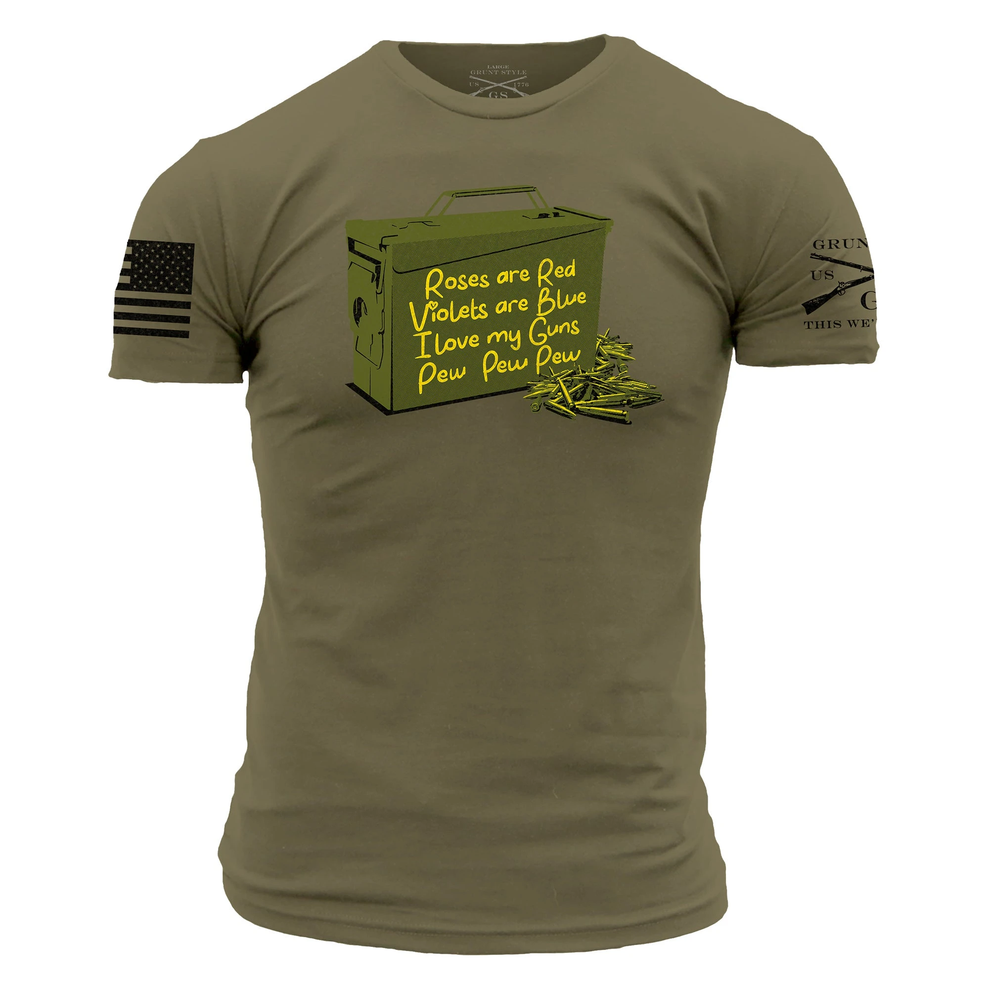Love Guns Poem T-Shirt - Military Green 3 Love Guns Poem T-Shirt - Military Green