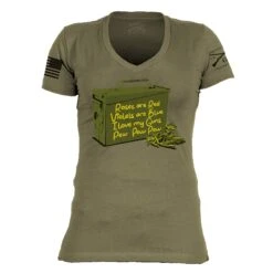 Women's Love Guns Poem V-Neck - Military Green -Grunt Style Sales GS5387 Women sLoveGunsPoemV Neck WEB READY
