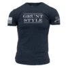 Grunt Style Stacked Logo T-Shirt - Navy -Grunt Style Sales GS5404 GruntStyleStackedLogo Navy STANDARD WEB READYFront