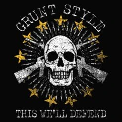 Crossed-Rifle Skull T-Shirt - Black -Grunt Style Sales GS5408 GruntStyleCrossed RifleSkull WEB READY ARTWORK