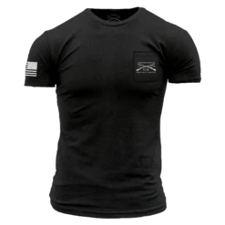 Rifle Flag Pocket T-Shirt - Black Heather 16 Rifle Flag Pocket T-Shirt - Black Heather -Grunt Style Sales GS5415 RifleFlagBlackHeatherPocketTee STANDARD WEB READY Front