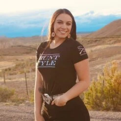 Women's Grunt Style Stacked Logo Ombre T-Shirt - Black -Grunt Style Sales GS5424 Women sGruntStyleStackedLogoOmbre Black 050823 004