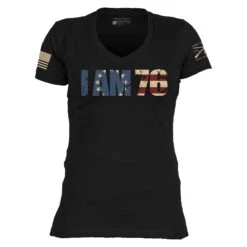 Women's I AM 76 V-Neck - Black -Grunt Style Sales GS5600 I AM 76 Women s V Neck Black WEB READY