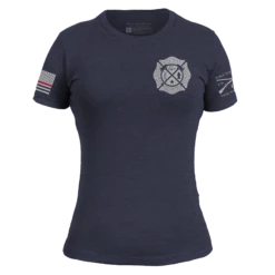Women's Wherever Flames May Rage Slim Fit T-Shirt - Midnight Navy -Grunt Style Sales GS5717 Women sWhereverFlamesMayRageSlimFitTee MidnightNavy WEB READY Front