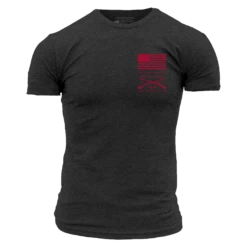 Red Blood Blue Collar™ T-Shirt - Charcoal -Grunt Style Sales GS5758 Men sRedBloodBlueCollarTee Charcoal WEB READYFront