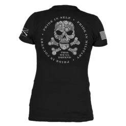Women's Death Paisley V-Neck - Black -Grunt Style Sales GS5783 Women sDeathPaisleyV Neck Black WEB READY Back