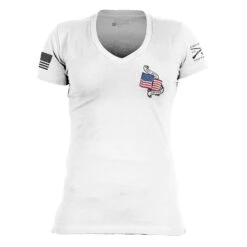 Women's No Sacrifice No Victory V-Neck - White -Grunt Style Sales GS5789 NoSacrificeNoVictoryWomen sV Neck White WEB READY 2023frt