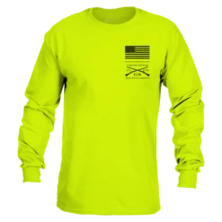 Red Blood Blue Collar™ Long Sleeve - Safety Green -Grunt Style Sales GS5804 RedBloodBlueCollarMen sLongSleeve SafetyGreen WEB READYFront
