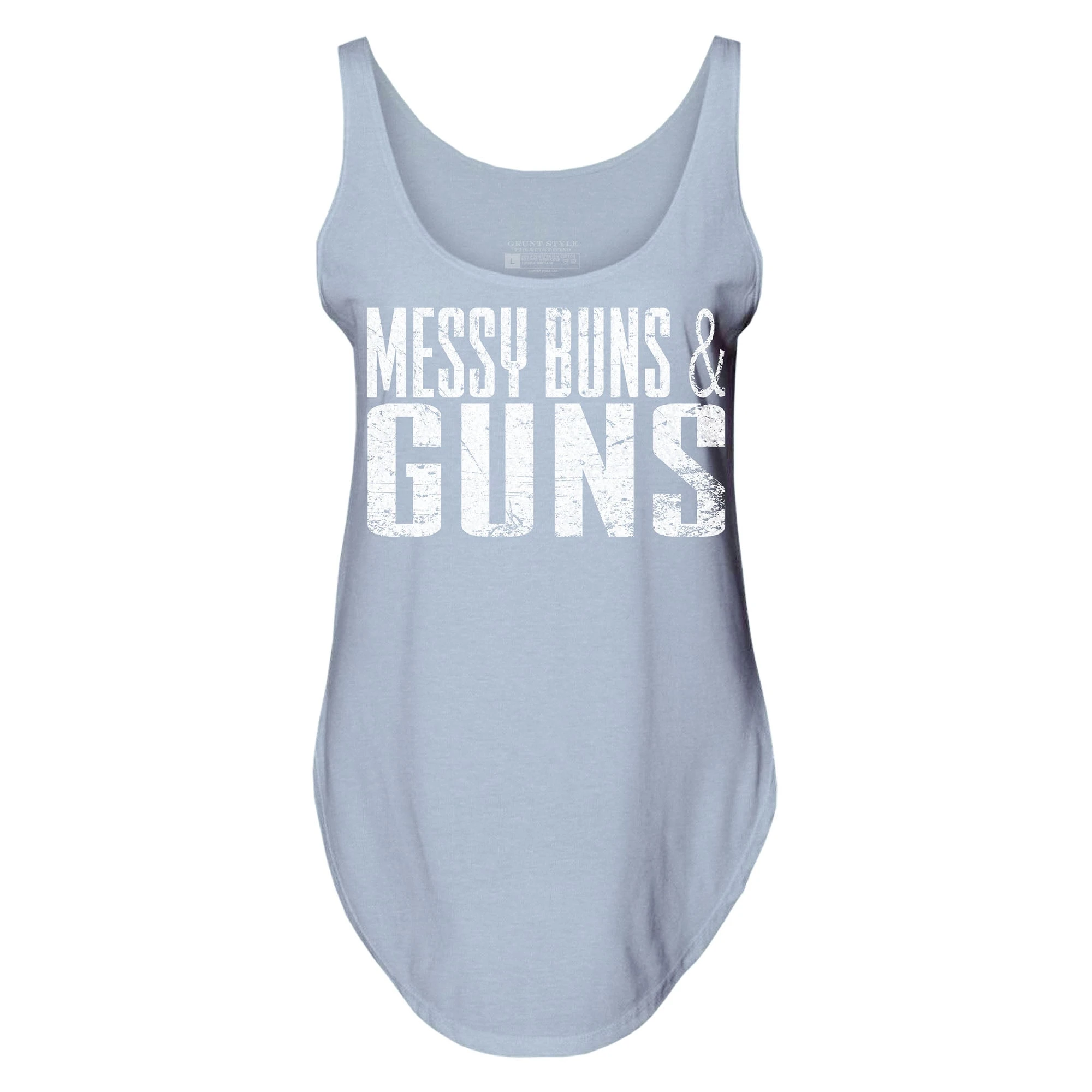 Women's Messy Buns & Guns Flowy Tank - Stonewash Denim 5 Women's Messy Buns & Guns Flowy Tank - Stonewash Denim - Image 3