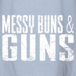 Women's Messy Buns & Guns Flowy Tank - Stonewash Denim 9 Women's Messy Buns & Guns Flowy Tank - Stonewash Denim -Grunt Style Sales GS5809 MessyBuns GunsWomen sFlowyTank StonewashDenim WEB READY frontART