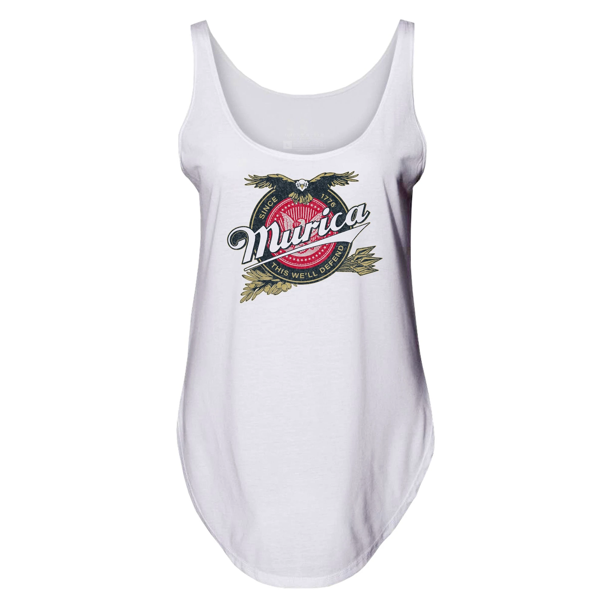 Women's Murica Brewing Flowy Tank - White 5 Women's Murica Brewing Flowy Tank - White - Image 3