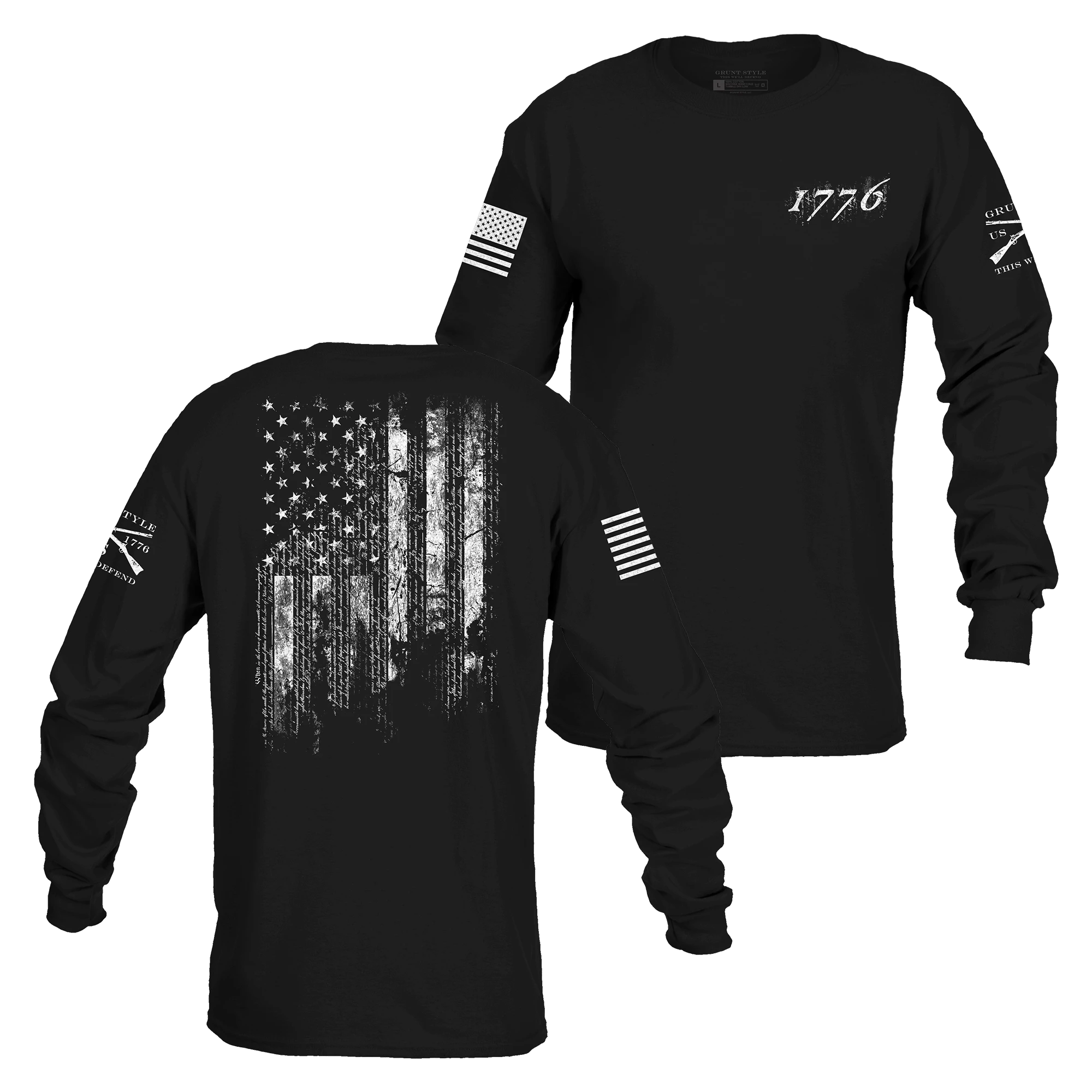 1776 Flag Long Sleeve - Black 2 1776 Flag Long Sleeve - Black
