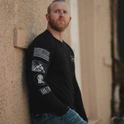 Patch Long Sleeve - Black -Grunt Style Sales GS5835 Men sPatchLongSleeve Black 051223 003
