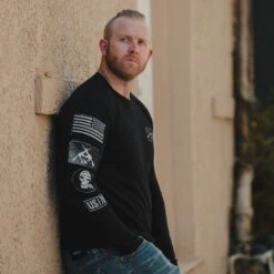 Patch Long Sleeve - Black -Grunt Style Sales GS5835 Men sPatchLongSleeve Black 051223 004 1