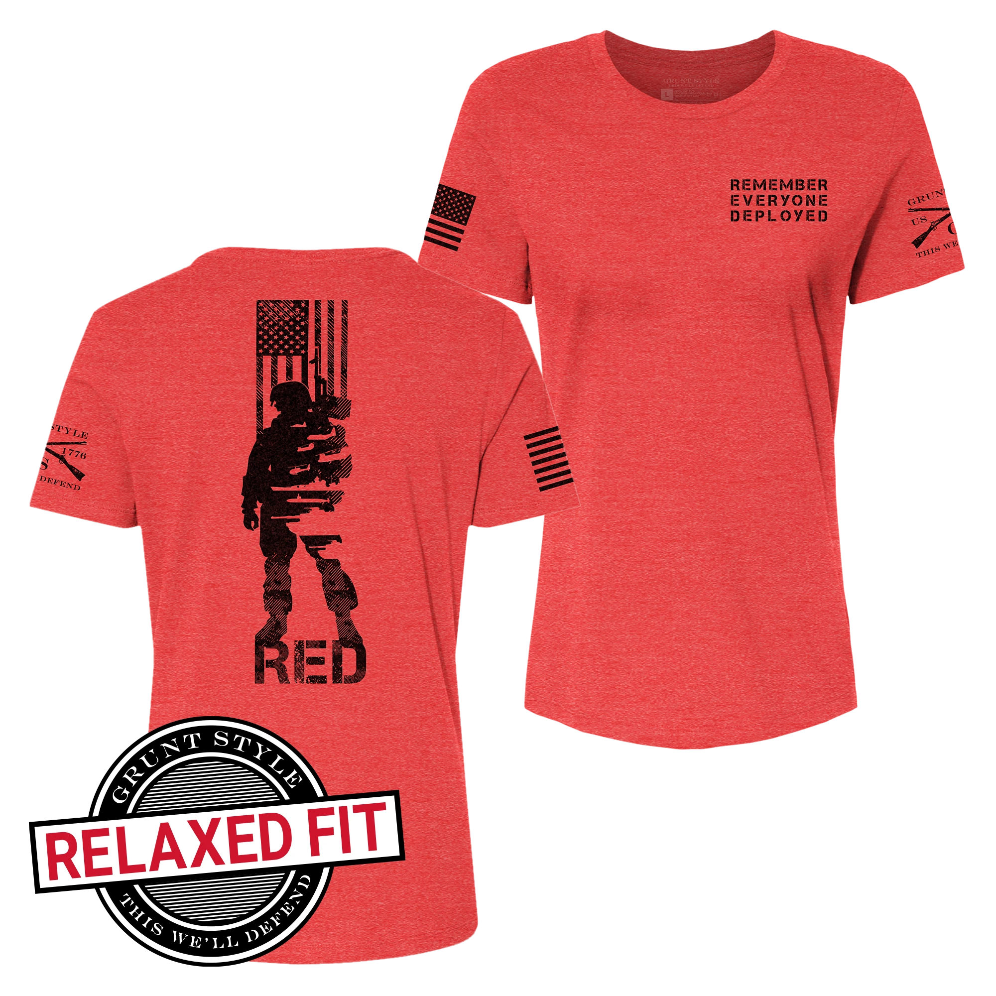 Women's R.E.D. All Forces Relaxed Fit Tee - Red 4 Women's R.E.D. All Forces Relaxed Fit Tee - Red - Image 2