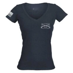 Women's Stars And Stripes Logo V-Neck - Midnight Navy -Grunt Style Sales GS5885 Women s Stars and Stripes Logo V Neck Midnight Navy front WEB READY