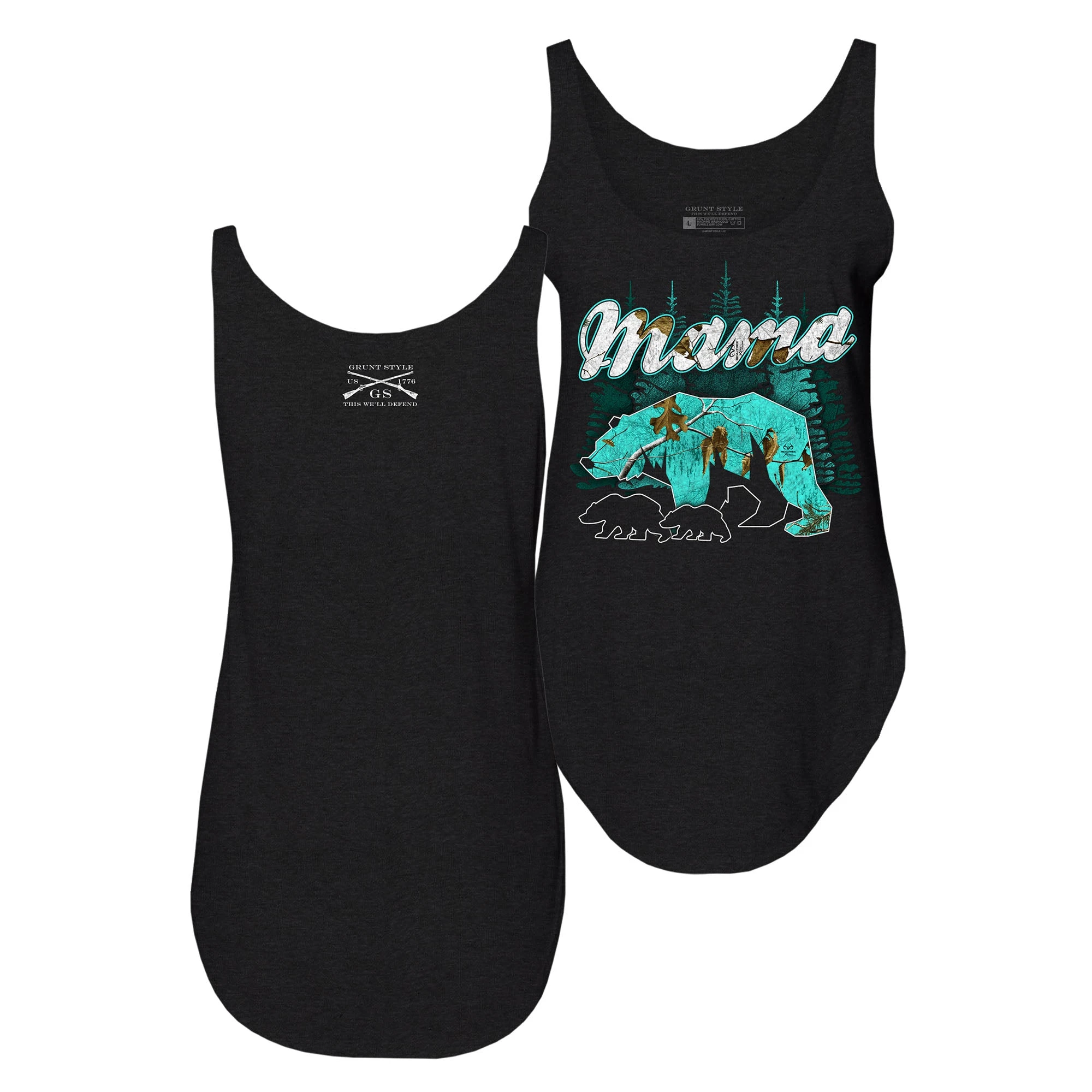 Women's Realtree Xtra® Sea Glass Mama Bear Tank - Black 6 Women's Realtree Xtra® Sea Glass Mama Bear Tank - Black - Image 4